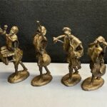 Lot of 4 Antique Vintage African Folk Art Bronze 9'' Musician Statue Sculptures!